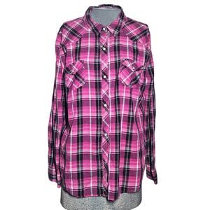 Pink Plaid Cotton Snap Up Shirt Size XXL